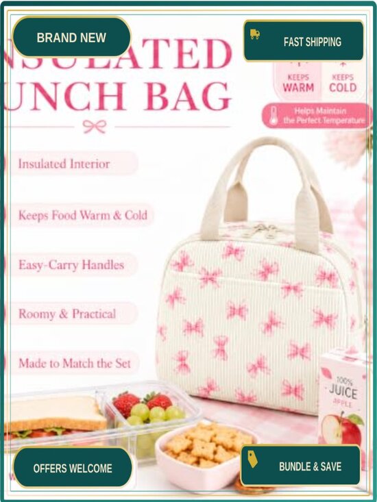 Corduroy Backpack Set with Lunch Bag & Pencil Case, 3-Piece School Essentials,